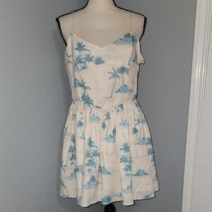 Gianni Bini x DANNIJO Kona Linen Blend Sweetheart Palm Print Dress Sz 14